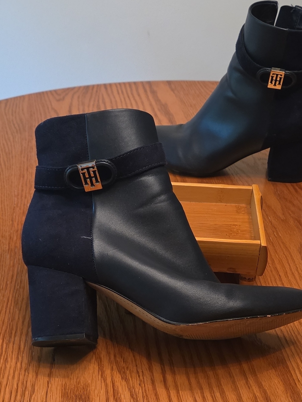 Tommy Hilfiger Navy Leather & Suede Ankle Boots